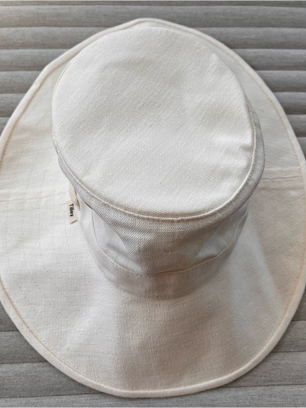 Tilley Off-White 100% Hemp Bucket Hat with Gold Eyelets